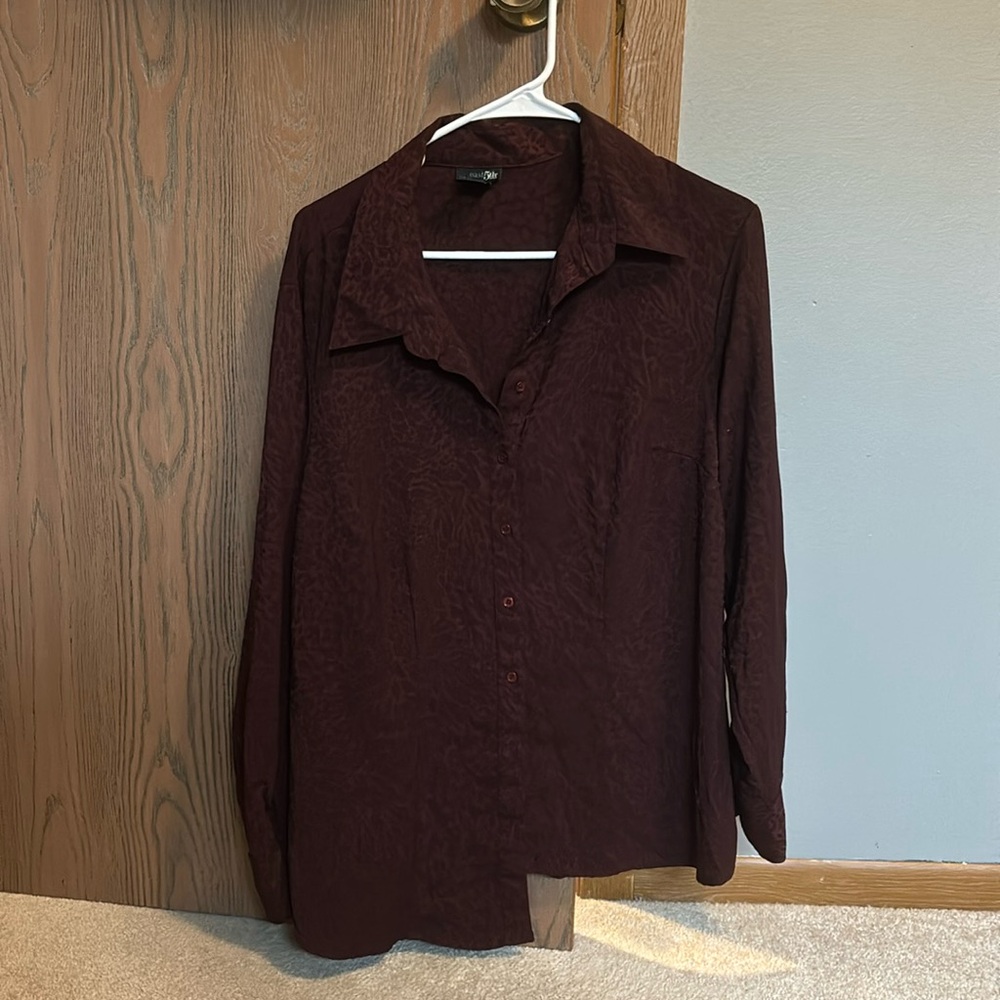 Maroon leopard print blouse